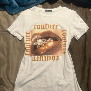 Boohoo White Tee with Orange Graphic